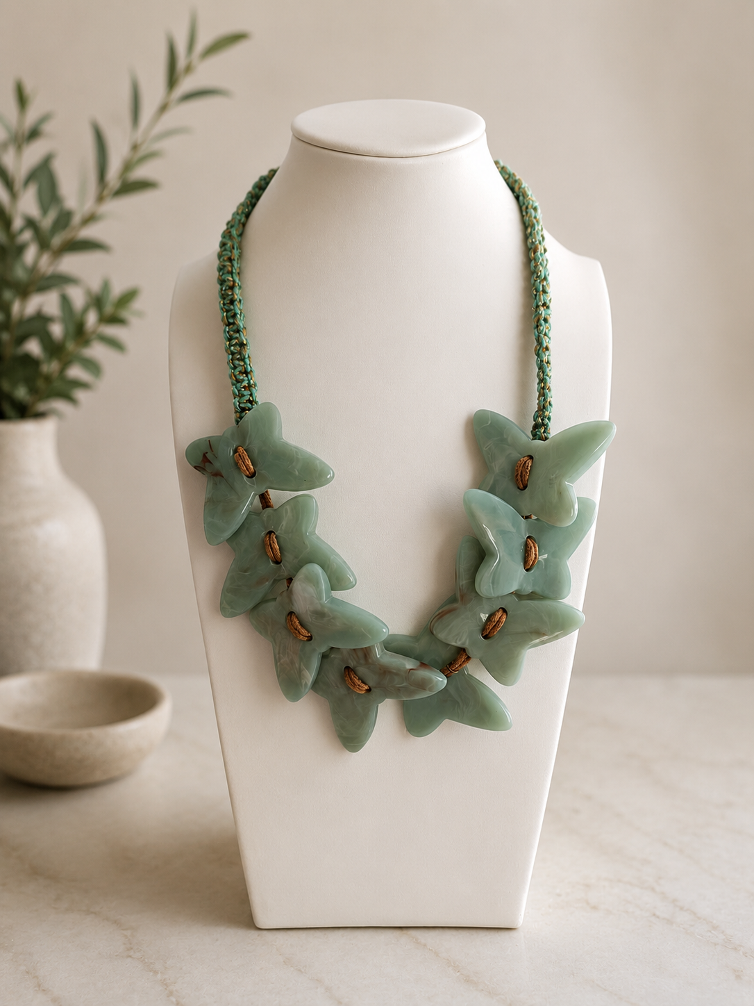Seafoam Blossom Statement Necklace