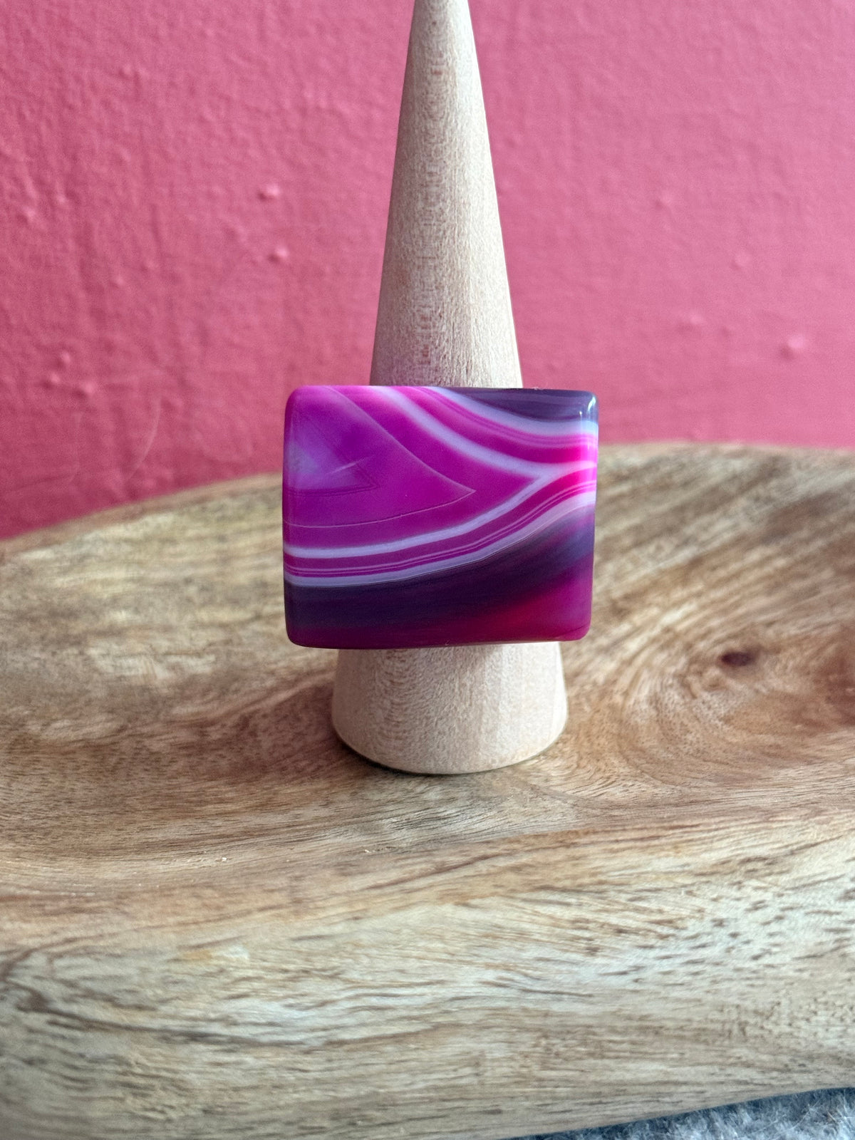 Pink Agate Statement Ring