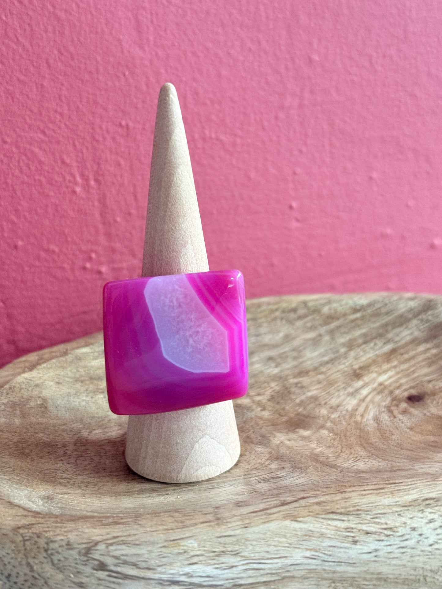 Pink Agate Statement Ring