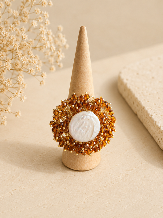 Pearl Ring (ruby, green, brown)