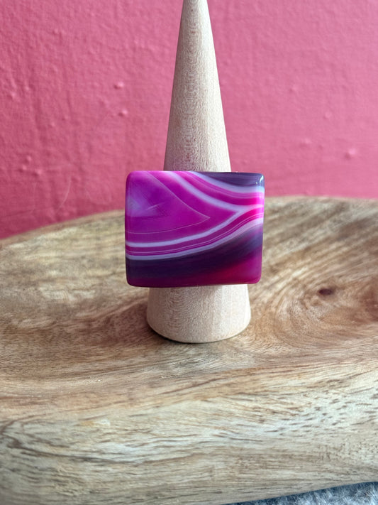 Pink Agate Statement Ring